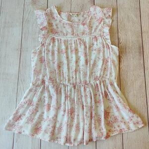 Parallel Skies floral ruffle sleeveless top sz S